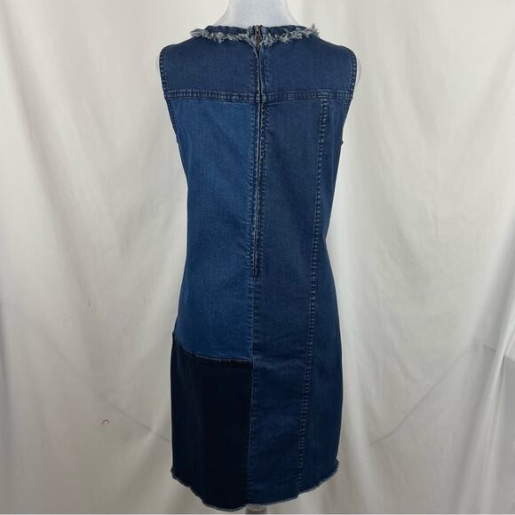 Hope & Harlow Blue Jean Denim Patchwork Boho Chic Western Dress NWOT Size 10 - Picture 5 of 13